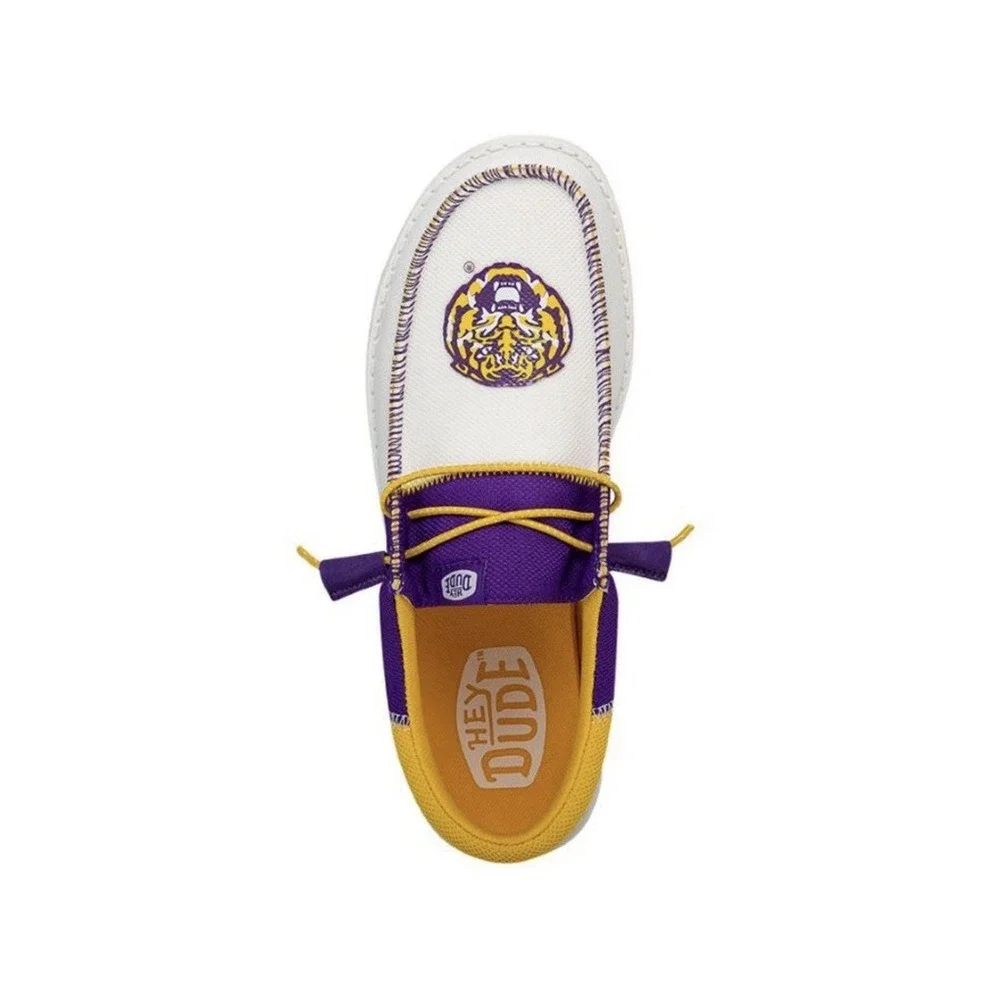 Hey Dude Wally LSU Men 11 Purple Gold Slip On Shoes Tigers NCAA College Football